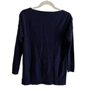 Joules Women 2 Navy Blue Cotton Blend Pullover Lilly Null Boat Neck Sweater